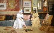 William Merritt Chase A Friendly Call. oil on canvas